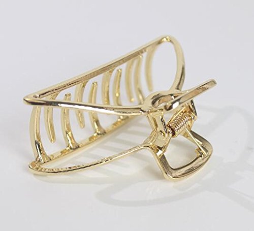 Suoirblss Vintage Metal Claw Hair Clip Women Fashion Retro Hair Catch Barrette Hair UpdoClaw Clip Jaw Clips for Thick Hair (Gold)