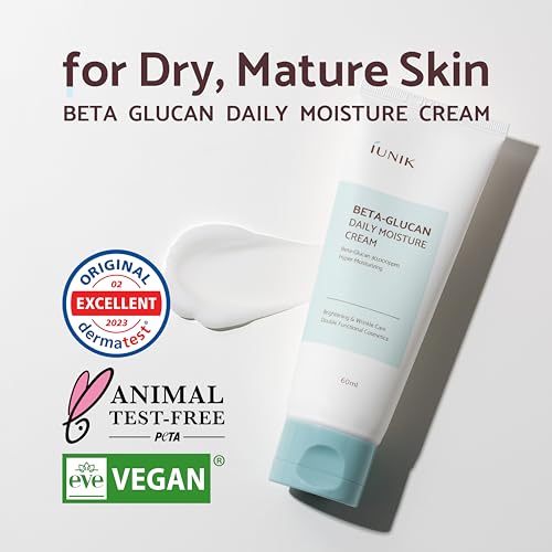 IUNIK Beta-Glucan Vegan Lightweight Non-Sticky Deep Moisture Watery Cream Lotion Daily Moisturizer Quick Absorption Dry Mature Sensitive Fine lines Skin Naturally-Derived Centella Vitamin Korean