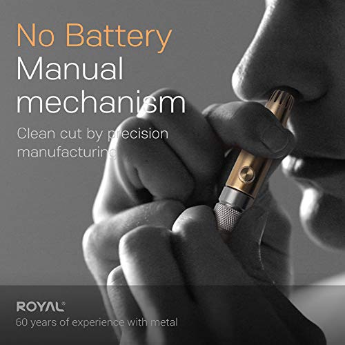 ROYAL [Made in Korea] Premium Nose Hair Trimmer for Men Freikugel, Manual, Battery-Free, Brass & Stainless Steel, Waterproof, Painless with a Patented Mechanism ET-32