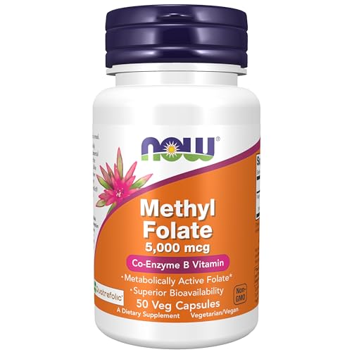 NOW Foods Supplements, Methyl Folate 5000 mcg, Superior Bioavailability, 50 Veg Capsules