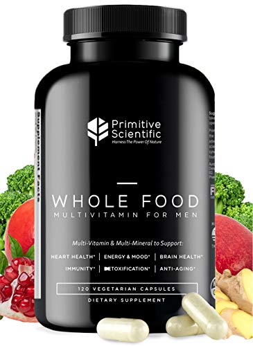 Primitive Scientific Whole Food Multivitamin for Men, Natural & Sugar-Free Formula for Strength, Energy, Immune Support, and More (120 Vegetarian Capsules)