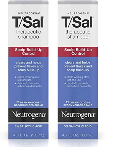Neutrogena T/Sal Therapeutic Shampoo for Scalp Build-Up Control with Salicylic Acid, Scalp Treatment for Dandruff, Scalp Psoriasis & Seborrheic Dermatitis Relief, 4.5 fl. oz (Pack of 2)