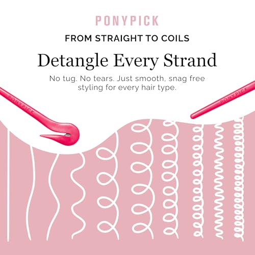 THE PONY PICK Hair Elastic Rubber Bands Cutter Tool – Easy To Use, Pain Free, No Hair Damage – Ponytail Cutter Tool for Kids & Toddlers (3 Packs of Pony Pick & 50 Clear Hair Elastics)