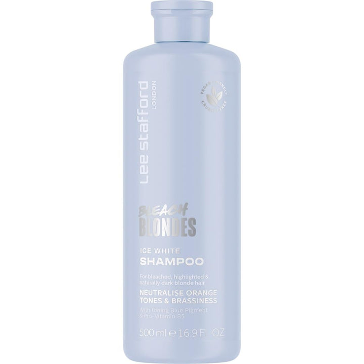 Lee Stafford Blue Toning Shampoo | Bleach Blonde Ice White Collection - Corrects Brassy & Orange Tones, Best for Highlighted, Cool Hair, Color Extend Treatment, Hydrating, 16.9 Fl Oz