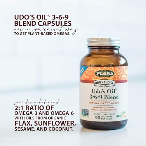 FLORA - Udo's Choice, Omega 369 Oil Blend, Vegetarian Capsules, 180 Count,61582