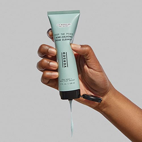 Versed Keep The Peace Calming Cream Cleanser - Gentle, Non-Drying Foaming Cleanser with Salicylic Acid - Daily Face Wash Helps Reduce Blemishes Without Stripping Skin - Vegan (4 fl oz)