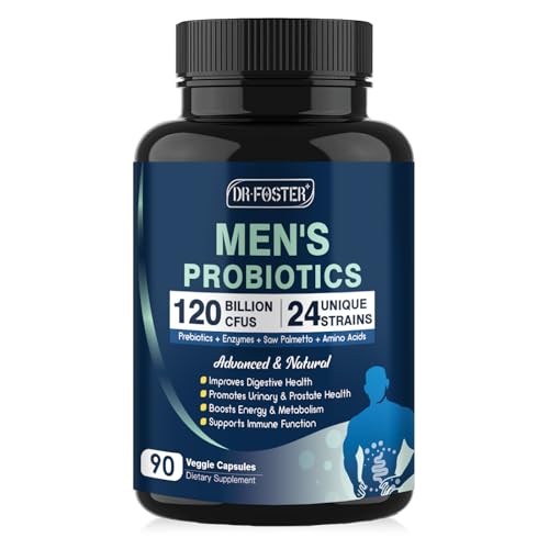 Probiotics for Men Digestive Health, 120 Billion CFUs Mens Probiotic with Digestive Enzymes & Prebiotics & Saw Palmetto & Cranberry for Gut, Prostate & Urinary Tract Health, Shelf Stable, 90 Capsules