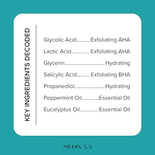Medix 5.5 Glycolic Acid + Lactic Acid Exfoliating Body Wash Gel | KP Bump Eraser | AHA Exfoliant Skin Care Body Cleanser | Keratosis Pilaris & Acne | Anti Aging AHA Foaming Body & Face Wash, 15 Fl Oz