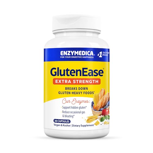 Enzymedica, GlutenEase Extra Strength, Maximum Potency Digestive Enzymes, Supports Gluten & Casein Intolerance, 30 Count