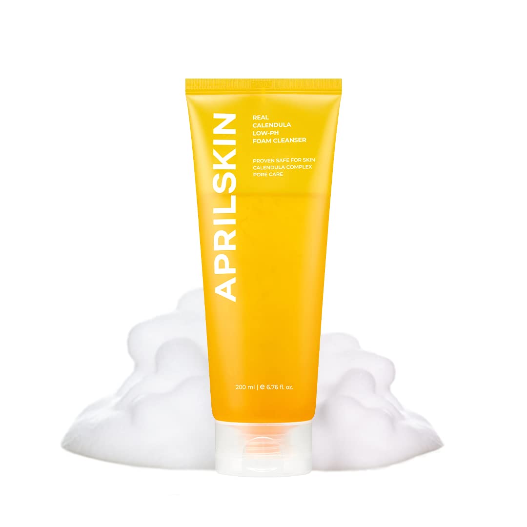 APRILSKIN Calendula Low pH Gel Cleanser | Vegan, Cruelty Free | Dry, Sensitive, Acne-Prone Skin| Gentle deep cleans with micro micellar bubbles | 6.76 oz | No sulfates and artificial fragrance
