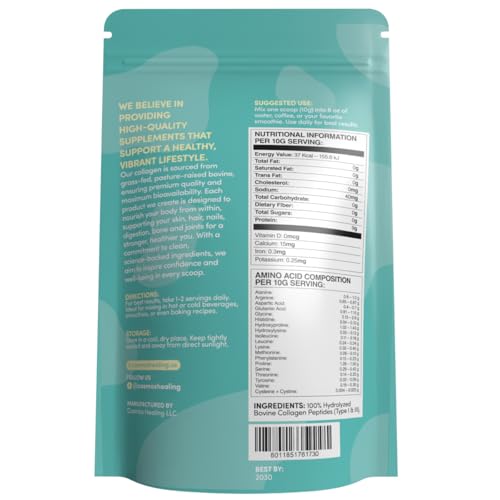Hydrolyzed Collagen Peptides Powder - Grass Fed - 16 Ounces, Promotes Skin, Hair, Nails, Muscle, Bone, Joints & Gut Health for Women & Men, Easy to Mix, Unflavored & Odorless, Non GMO, Keto & Paleo