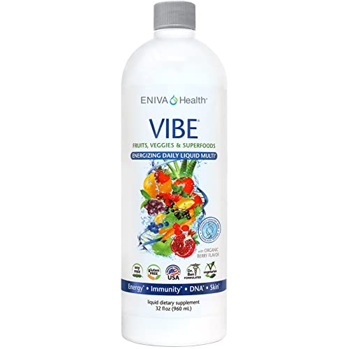 Eniva Health Vibe Liquid Multivitamins Mineral Supplements with Vitamins A, B12, C, D, E & Amino Acids | Fruits and Veggies Daily Supplement for Women & Men | Doctor Formulated | USA Made | 32 oz