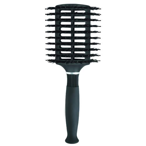 KareCo Oval Vent Brush, Dual Natural Boar Bristles And Soft Nylon Ball Tipped Pins, Vented, Ergonomic Grip, Black Color