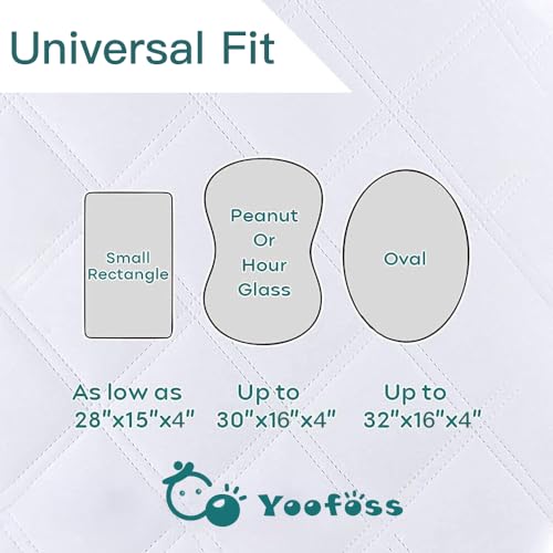 Yoofoss Waterproof Bassinet Mattress Pad Cover 2 Pack Fit for Hourglass/Oval Bassinet Mattress, Baby Bassinet Mattress Protector for Boys and Girls 32X16in White