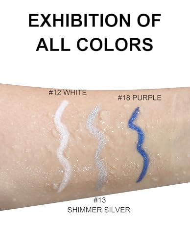 Jutqut 4PCS White Eyeliner, Waterproof Smudge Proof Long-lasting,High-Pigmented Colorful Eye Liner, Retractable