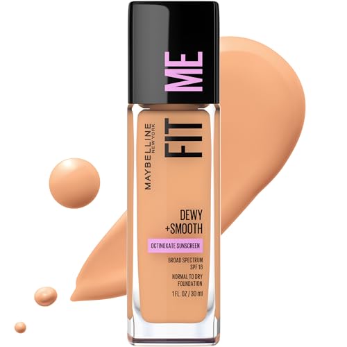 Maybelline Fit Me Dewy + Smooth Liquid Foundation Makeup, Sun Beige, 1 Count (Packaging May Vary)