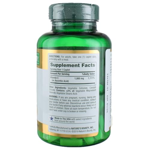 Nature's Bounty Vitamin C, 1000mg, 100 Caplets (Pack of 3)