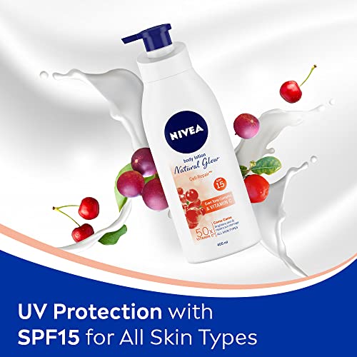 Nivea Natural Glow Cell Repair Body Lotion | With SPF 15 and 50X Vitamin C | 13.52 Fl Oz | Pack of 1