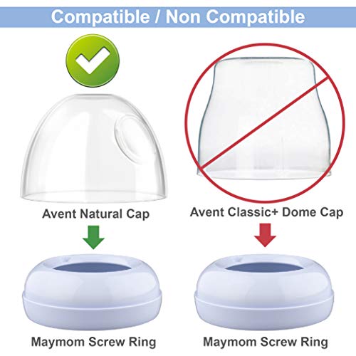 Maymom Dome Caps, Screw Rings, Sealing Discs Compatible with Avent Natural Bottles, Avent PP Bottles or Natural; No Nipple Included. Convert Avent Classic Bottle Into Natural