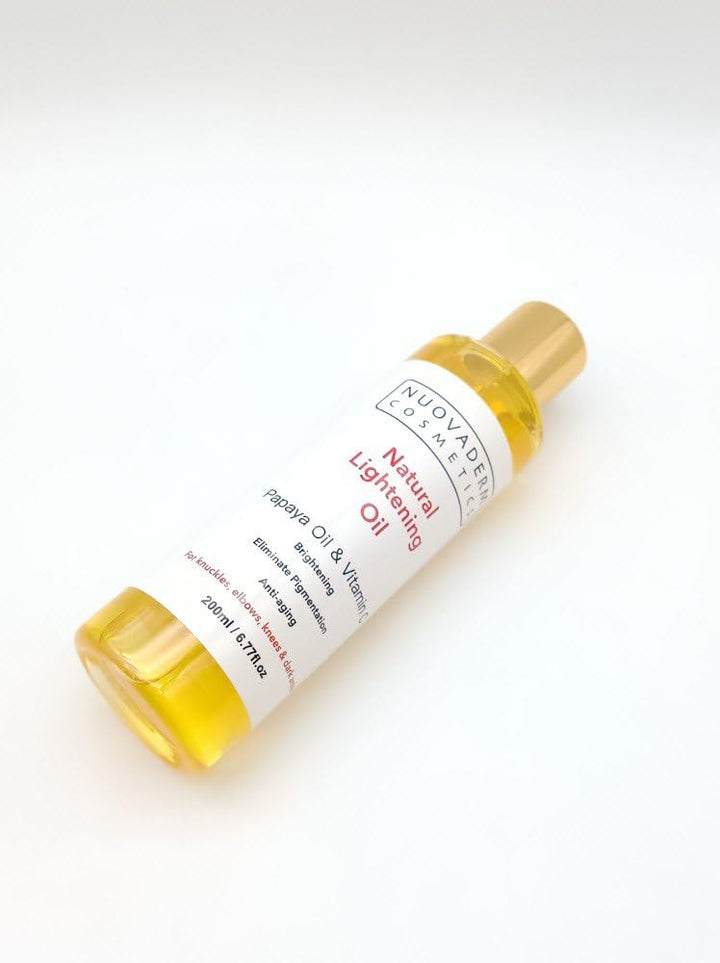 NUOVADERM Natural Brightening Oil with Papaya, Vitamin C & Vitamin E for All Skin Types - Anti-Aging Brightening Serum for Face & Body - Moisturizing Face Oil for Fine Lines, Skin Rejuvenation