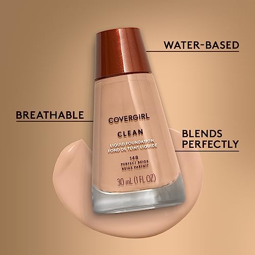 COVERGIRL Clean Liquid Foundation, Sand Beige 153, Pack of 1
