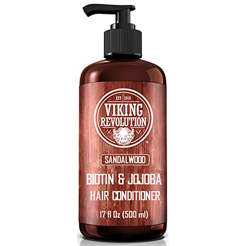 Viking Revolution Sandalwood Conditioner with Biotin and Jojoba Oil - Mens Conditioner Natural Hair Conditioner for Men with Vitamin B5 (17 Oz)