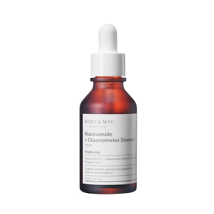 Mary&May Niacinamide + Chaenomeles Sinensis Serum, 2% Niacinamide and 93% Chaenomeles Sinensis extract to improve pigmentation and dermal impurity, Fragrance Free 1.01 fl oz