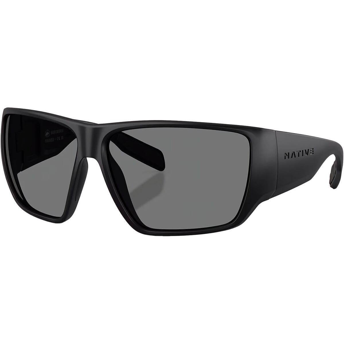 Native Eyewear Men's XD9047 Sightcaster II Rectangular Sunglasses, Matte Black/Grey Polarized, 64 mm