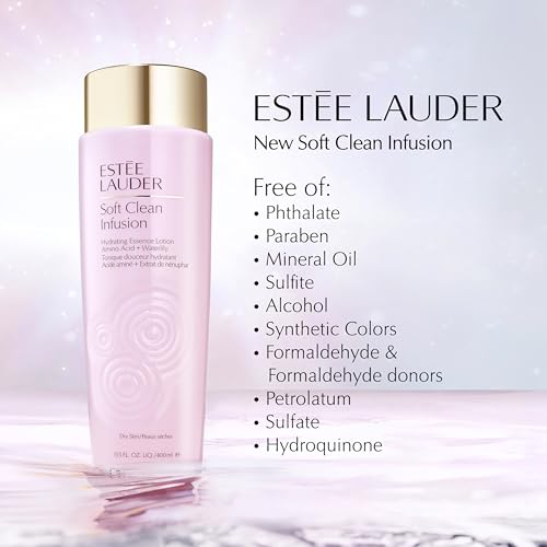 Estée Lauder Soft Clean Infusion Hydrating Skin Essence Face Lotion Toner with Amino Acid + Waterlily, 13.5 Fl Oz
