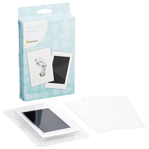 Pearhead Newborn Baby Handprint and Footprint Kit - No Mess Clean-Touch Ink Pad With Impression Cards, Safe for Skin, Perfect Keepsake for Family, Acid-Free, Black