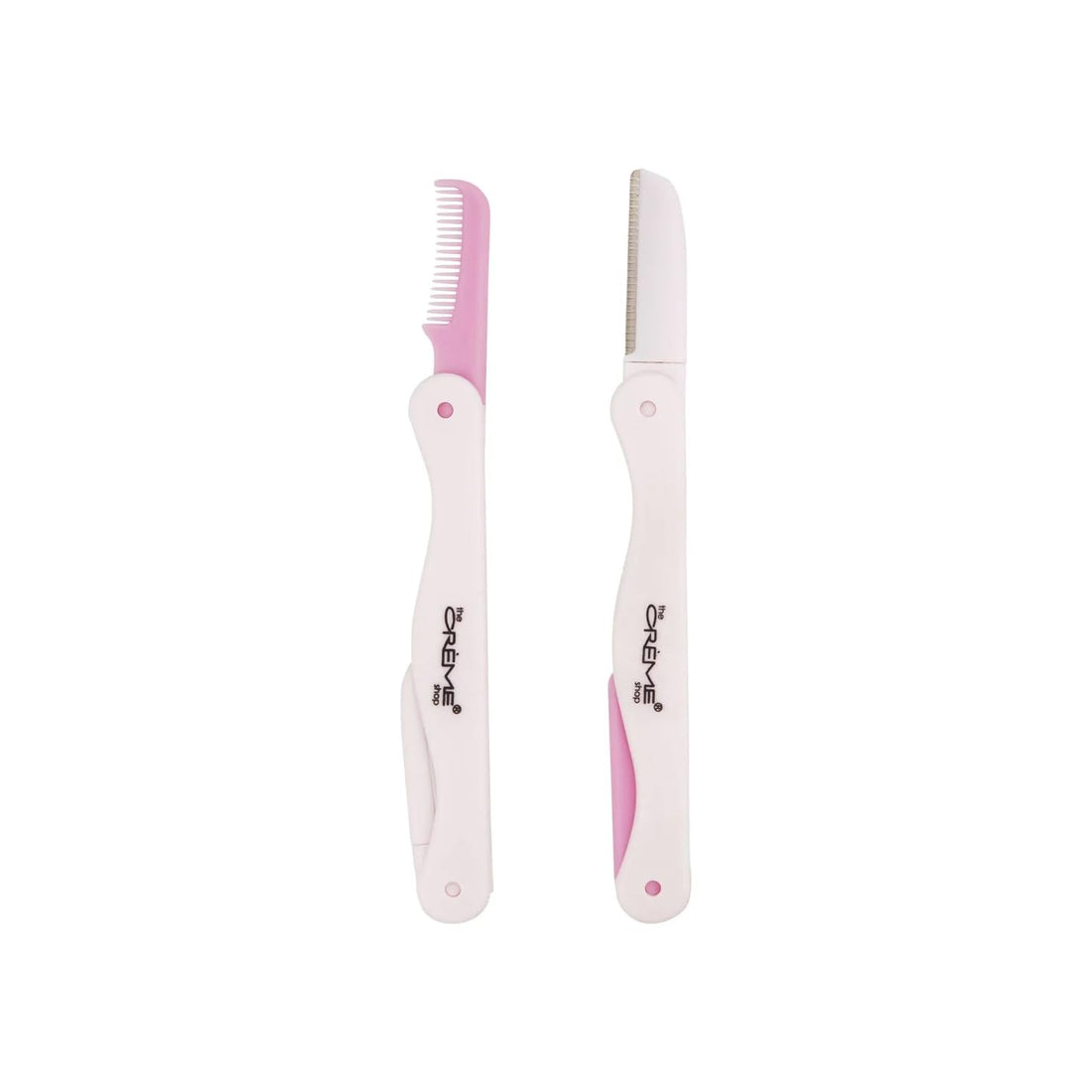 The Crème Shop Comb & Shape Grooming Folding Razor Duo, Dermaplaning Tool for Face, Face Razors for Women, Stocking Stuffers for Women (Pack of 2)