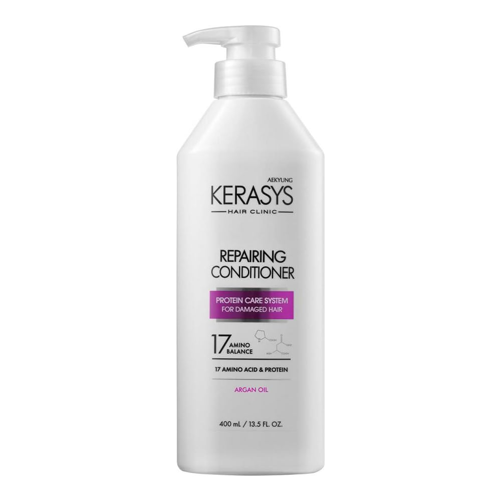 Kerasys Hair Clinic Protein Care System for Damaged Hair Argan Oil REPAIRING 13.5 fl oz / 400 ml (Conditioner 1-Pack)