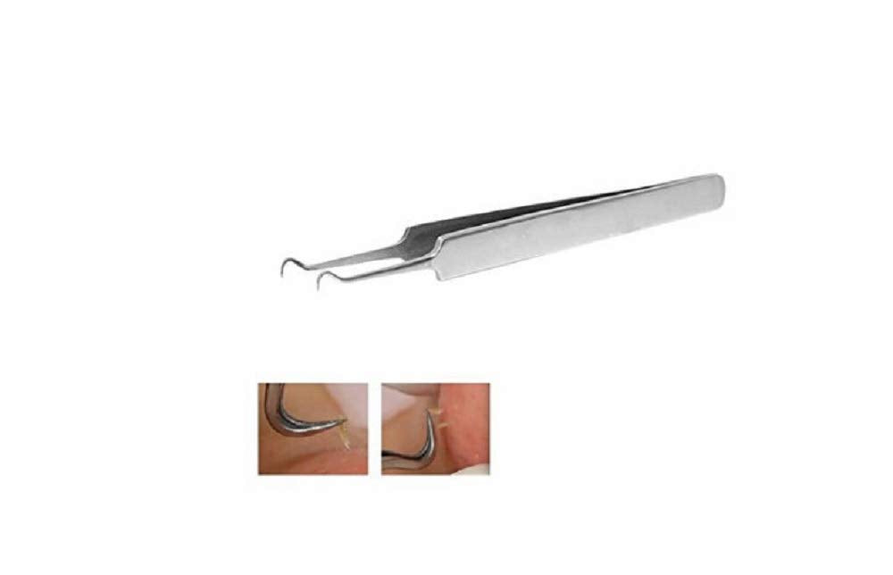 Dmtse Stainless Steel Pimple Remover Blackhead Extractor Beauty Tool Silver Tone (Curved Needle) by DMtse