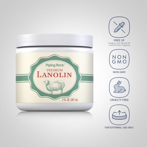 Piping Rock Lanolin Nipple Cream | 7 fl oz | Pure Hand & Skin Ointment | Soothing Balm