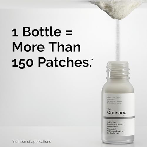 The Ordinary Sulfur 10% Powder-to-Cream Acne Spot Treatment Concentrate, Reduces Pimple Size and Zit Redness, 0.18 Oz