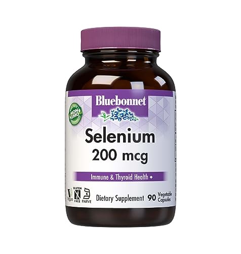 Bluebonnet Selenium 200mcg Capsules (L-selenomethionine) - Potent Antioxidant Support - Amino Acid Complex Selenium Supplement for Women & Men - Vegan, Non-GMO, Gluten-Free - 90 Vegetable Capsules