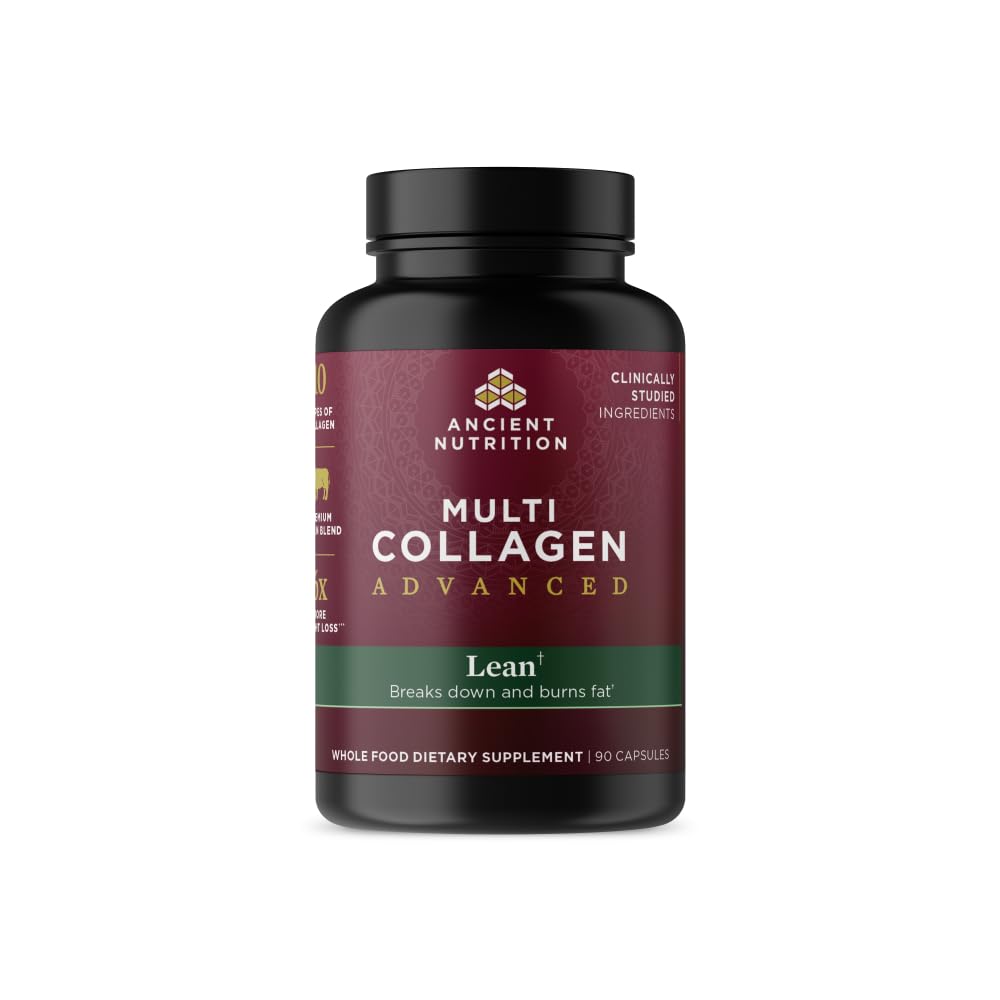 Ancient Nutrition Advanced Collagen Protein Lean with Probiotics, Hydrolyzed Collagen Peptides Supports Healthy Weight Loss* and Fat Loss*, 90 Count