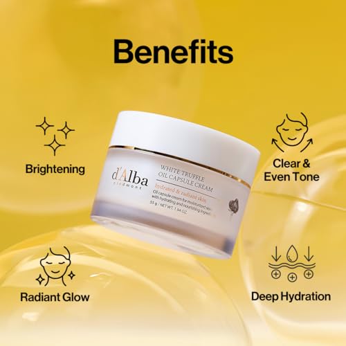 d'alba Piedmont Italian White Truffle Oil Capsule Cream, Glass Skin with Vita-Cera Oil Capsules, Deep Hydration Face Moisturizer (1.94 oz.)
