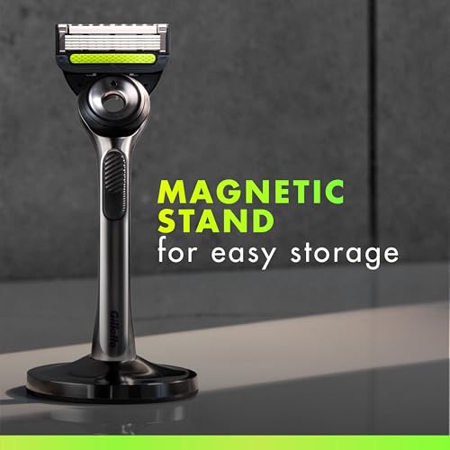 GilletteLabs with Exfoliating Bar by Gillette Razor for Men - 1 Handle, 4 Razor Blade Refills, Holiday Gifts for Men, Includes Premium Magnetic Stand