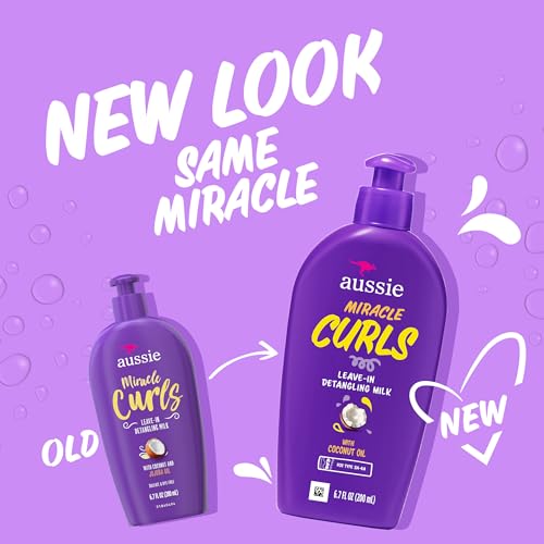 Aussie Miracle Curls with Coconut Oil, Paraben Free Detangling Milk Treatment, 6.7 fl oz