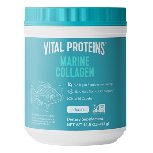 Vital Proteins Marine Collagen Peptides Powder Supplement for Skin Hair Nail Joint - Hydrolyzed Collagen - 12g per Serving - 14.5oz Canister
