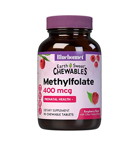 Bluebonnet Earth Sweet Cellular Active Methylfolate 400 mcg Chewable Tablets, 90 Count