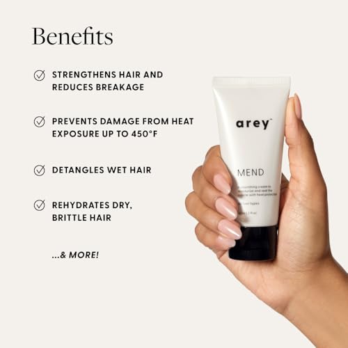 Arey Mend Heat Protectant Leave-In Conditioner | Detangles, Rehydrates, Strengthens and Protects Hair up to 450°F | Vegan, Cruelty-Free & Gluten-Free (2 Fl Oz)