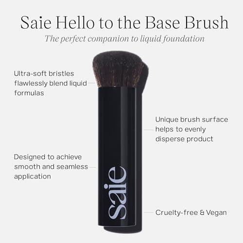 Saie The Base Brush - Ultra-Soft Foundation Brush for Liquid Makeup - Dense Complexion + Blending Brush with Cruelty-Free, Synthetic Bristles (1 Count)