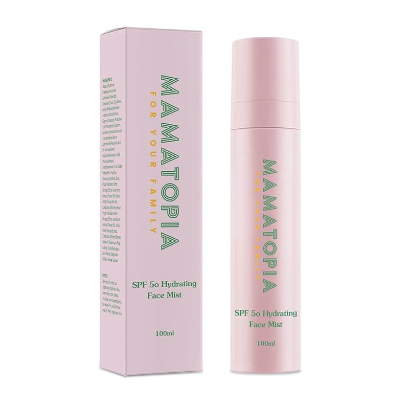 MAMATOPIA's Skin Care Extra Strength Hydrating Oil-Free, Non-Irritating, Natural Mineral Sunscreen Mist, SPF 50, Light Rose