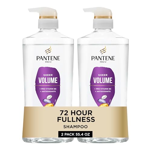 Pantene Shampoo Twin Pack with Hair Treatment, Volumizing Shampoo for Volume & Body, Safe for Color-Treated Fine Hair, 27.7 Fl Oz Each, 2-Pack + Miracle Rescue Shot (0.5 Oz)