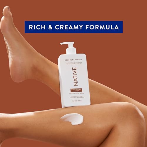 Native Body Lotion Contains Naturally Derived Plant-Based Moisturizers for Women and Men | Restores Dry Skin, Coconut & Vanilla, 16.5 fl oz