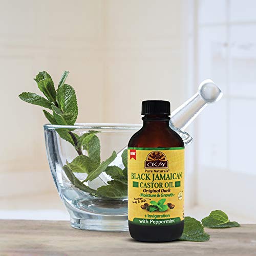 OKAY OKAY-BJODPE4 4 oz Black Jamaican Castor Oil Original Dark - Peppermint