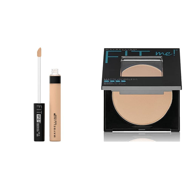 Maybelline New York Fit Me Concealer,25 Medium, 6.8ml + Fit Me Matte Poreless Powder, 220 Natural Beige, 8.5g