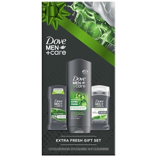 Dove Men + Care Extra Fresh Bundle –Men’s Body Wash, Aluminum-Free Deodorant + Antiperspirant, 72H Protection, Citrus Scent (3 Piece Set)